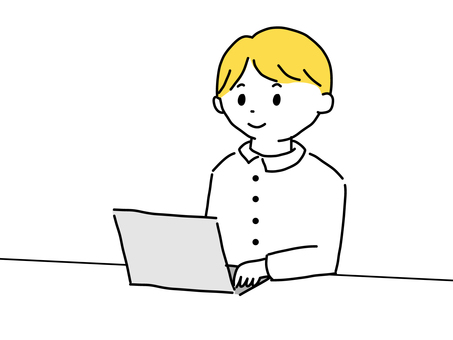 パソコンでネット検索する男性 パソコン,ノートパソコン,pc,ネット,インターネット,検索,web,入力,男性,シャツのイラスト素材