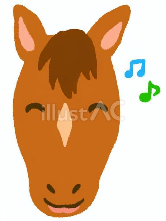 楽しそうに笑っているご機嫌の馬の顔 馬,顔,笑顔のイラスト素材