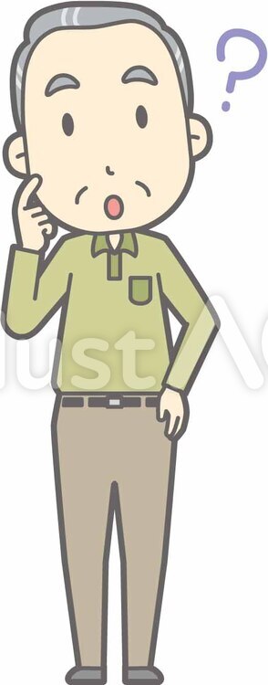 老人男性d-はてな-全身 考える,はてな,お爺さんのイラスト素材