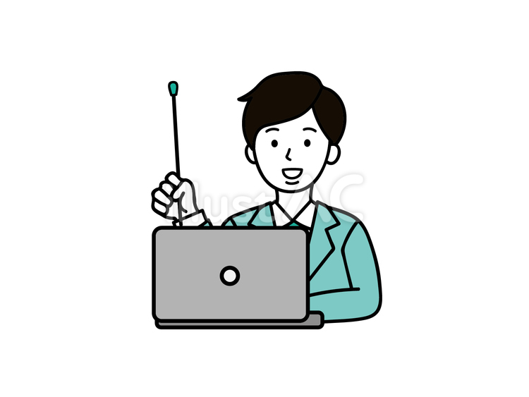 ビジネス男性_PC_差し棒 男性,スーツ,ビジネスのイラスト素材