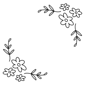 線画の花コーナーフレーム 線画の花コーナーフレーム 花,ラインアート,フレーム,コーナー,コーナーフレーム,枠,飾り枠,背景,ボタニカル,植物のイラスト素材