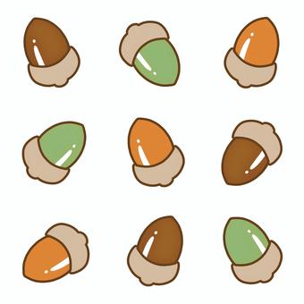 ドングリいっぱい 秋,アイコン,和風,和柄,9月,10月,11月,どんぐり,自然,植物のイラスト素材