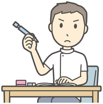  理学療法士男-124-バスト 勉強,理学療法士,整体師,白衣,医療,病院,柔道整復師,カイロプラクティック,鍼灸師,マッサージ師のイラスト素材
