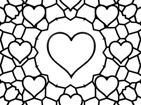 シームレスなモザイク　ｑ　ハートの線画 ハート,マーク,バレンタイン,お祝い,飾り,幸せ,ロマン,ロマンティック,かわいい,イベントのイラスト素材