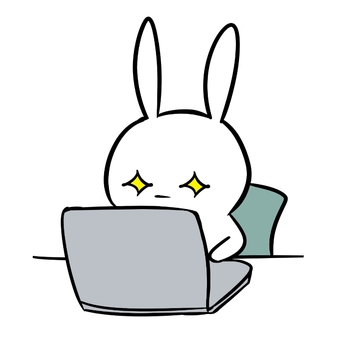 うさぎ/お仕事/パソコン04 うさぎ,動物,シンプル,パソコン,お仕事のイラスト素材