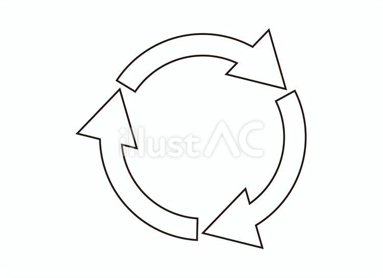 リサイクルの3本矢印　黒　線画 リサイクル,矢印,アイコンのイラスト素材