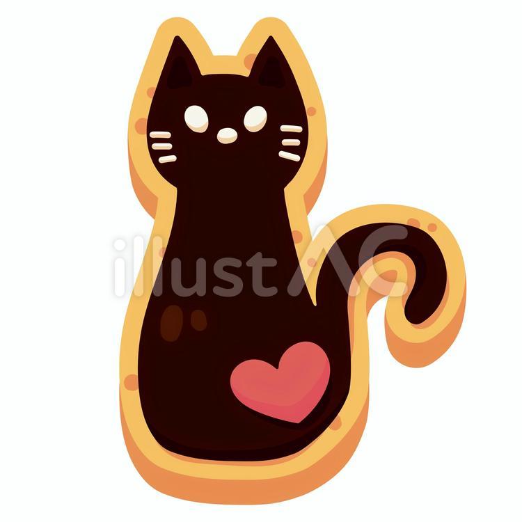ハロウィンのアイシングクッキー（黒猫） クッキー,アイシングクッキー,お菓子のイラスト素材