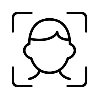 顔認証のアイコン アイコン,顔認証,アイコン単品,モノクロ,セキュリティー,ベクター,安全,防犯,カメラ,顔認識のイラスト素材