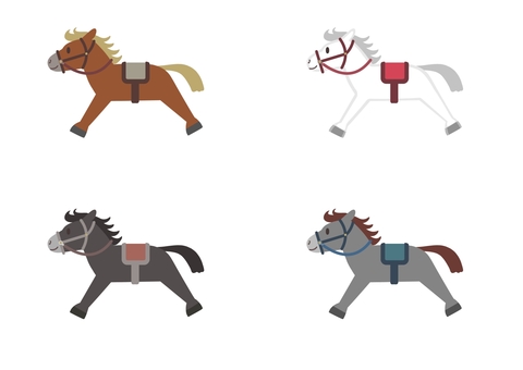 デフォルメした競走馬のイラスト 馬,競走馬,干支,午,2026,アイコン,シンプル,デフォルメ,かわいい,年賀状のイラスト素材