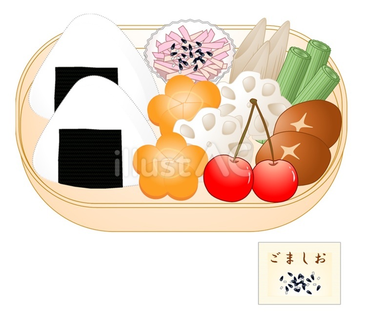 お弁当箱（詰めたもの） お弁当,弁当箱,おにぎりのイラスト素材