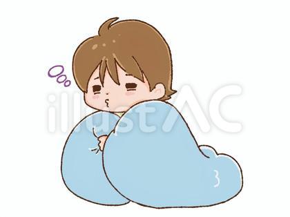 布団にくるまる男の子