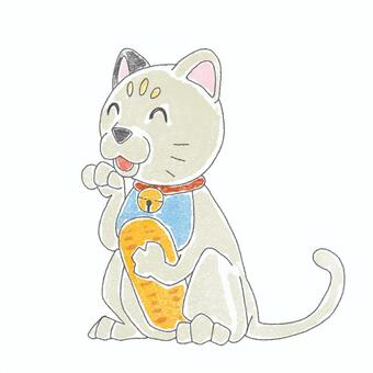 Illustration, lucky cat, cat, oval, 