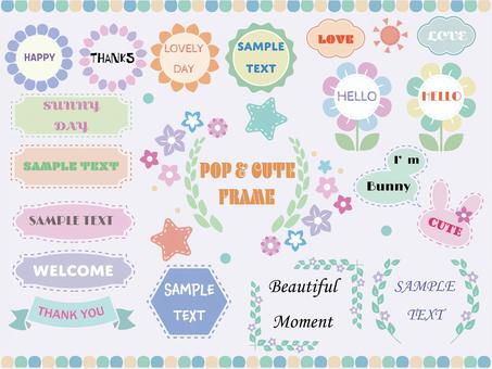 Pop & cute frame set, JPG, PNG and AI Pop & cute frame set, pigura, kembang, botanical, JPG, PNG and AI