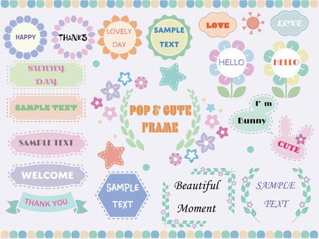 Pop & cute frame set, pigura, kembang, botanical, JPG, PNG and AI