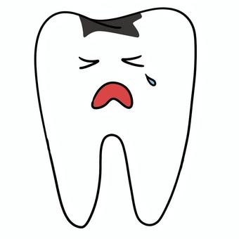 むし歯　泣く歯　痛い むし歯,歯,奥歯,歯科,白,医療,保健,シンプル,挿絵,手描きのイラスト素材