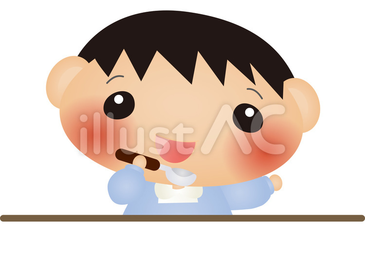 男の子スプーン こども,男の子,スプーンのイラスト素材