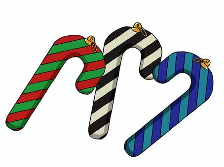 クリスマスのオーナメント（ステッキ） オーナメント,クリスマス,ステッキ,杖,飾り,装飾,縞,模様,しましま,小さいのイラスト素材