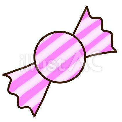 桃色と白の横向きのストライプのキャンディ
