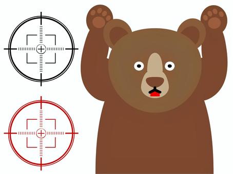 ライフルの照準とクマのセット クマ,照準,狙う,エイム,ロックオン,ターゲット,目標,セットのイラスト素材
