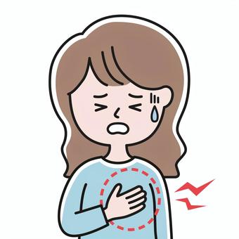 鋭い痛み 上半身 胸痛丸_影 SLW 女性,胸痛,乳がん,癌,しこり,悪性,良性,乳腺,ピンクリボン,セルフチェックのイラスト素材