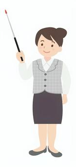指示棒を持つ女子社員4 指示棒,女性,指す,ビジネス,会社員,仕事,示す,ポイント,事務,人物のイラスト素材