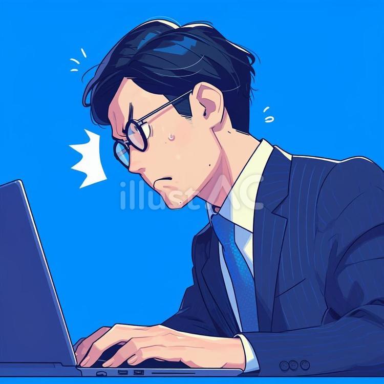 仕事中サラリーマン2 人物,男性,サラリーマンのイラスト素材