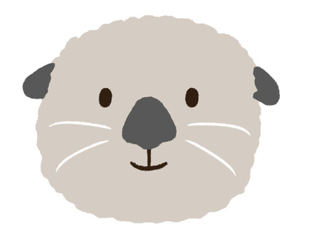 正面を向いたかわいいラッコのアップ ラッコ,顔,微笑む,笑う,笑顔,表情,正面,哺乳類,一匹,かわいいのイラスト素材