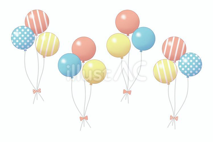 3色の風船の束（赤・水色・黄色） 風船,束,リボンのイラスト素材