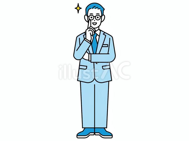 アイデアをひらめいたメガネのビジネスマン ビジネス,仕事,人物のイラスト素材