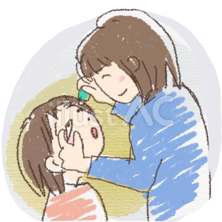 ちっちゃい目に目薬をさすのは大変です。、 目薬,子ども,お母さんのイラスト素材