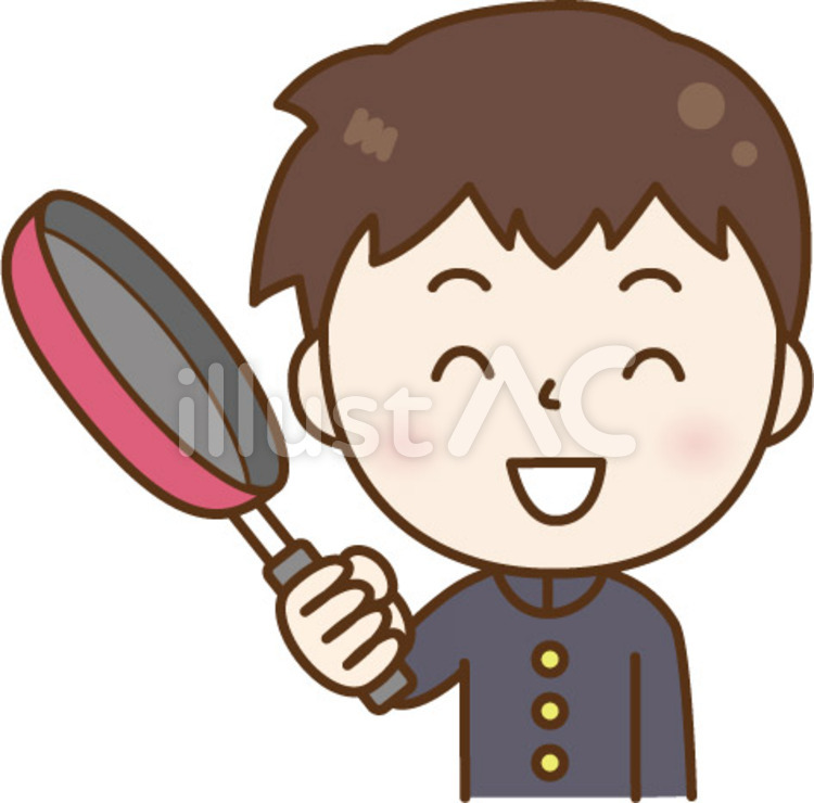 料理で笑顔の学生服の男性 料理,男性,学生のイラスト素材