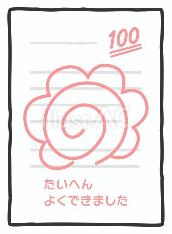 100点と花丸のテストの答案用紙02 テスト,100点,花丸のイラスト素材