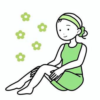 シンプルスキンケア女（g） シンプル,スキンケア,ボディケア,女,人,自分磨き,部屋着,マッサージ,ボディクリーム,脱毛のイラスト素材