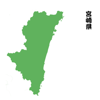 Illustration, miyazaki prefecture, map, kyushu district, 