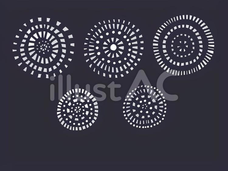 花火　シルエット　切り絵風 花火,打ち上げ花火,切り絵のイラスト素材