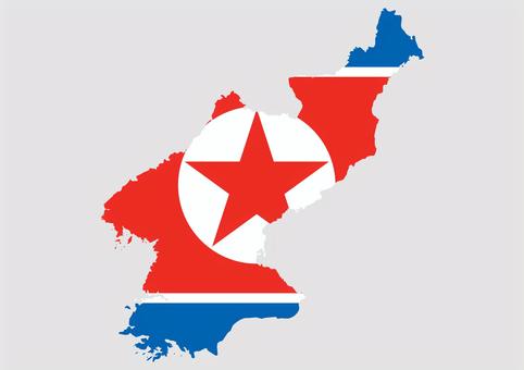 北朝鮮の地図（国旗柄） 北朝鮮,地図,国旗,外国,海外,地理,土地,国土,地形,世界のイラスト素材