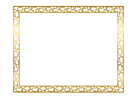 額縁風エレガンスフレーム②金 エレガント,フレーム,飾り枠,四角,額縁,クラシック,デコレーション,葉,ボタニカル,グラフィックのイラスト素材