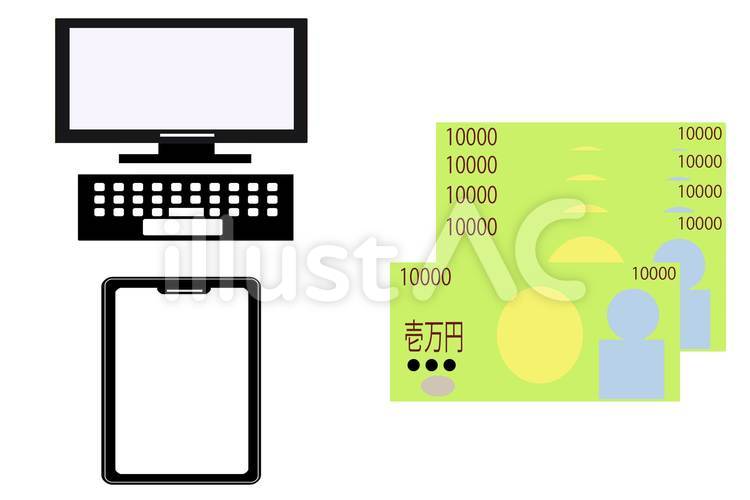 投資　副業　お金 pc,スマホ,携帯のイラスト素材