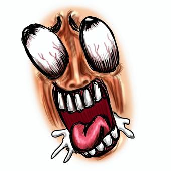 ショックのダメージで悶える表情パーツ ダメージ,ショック,衝撃,びっくり,驚く,ギャー,驚愕,表情,感情,顔のイラスト素材