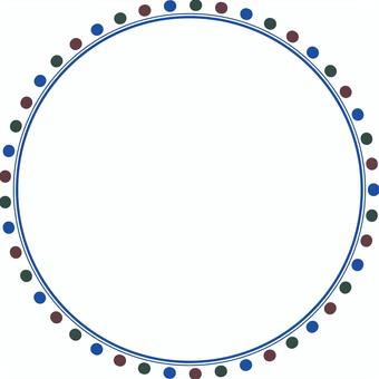 ドットとラインの丸フレーム・ダークブルー フレーム,丸,ドット,点,ベクター,白バック,飾り,円,額,囲みのイラスト素材