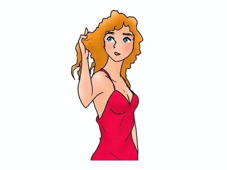 眉ぼさぼさの女性 人物,大人,女性,外国人,眉毛,ぼさぼさ,美人,上半身,手書きのイラスト素材