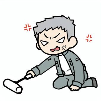 コロコロをかける怒るおじいさん コロコロをかける怒るおじいさん おじいさん,コロコロ,掃除,怒る,不満,激怒,イライラ,むかむか,ストレス,かけるのイラスト素材