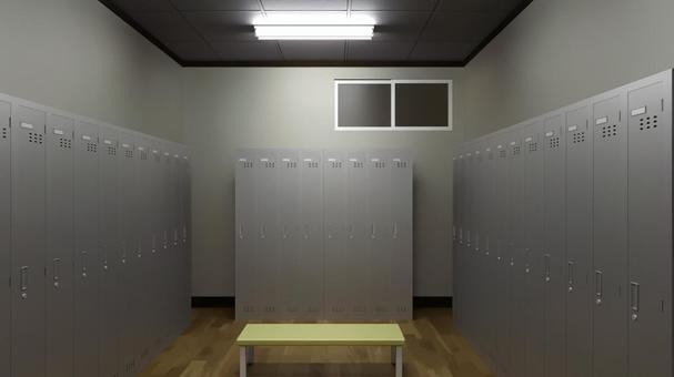 静寂の薄暗い部室 学校,ロッカールーム,更衣室,脱衣所,控え室,部室,ロッカー,着替え,部屋,室内のイラスト素材