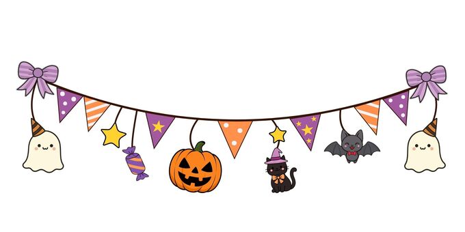 ハロウィンかわいいガーランド ハロウィン,ガーランド,秋のイラスト素材