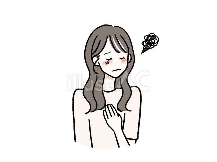 精神的に参ってる・疲れてる女性 女性,人物,ため息のイラスト素材