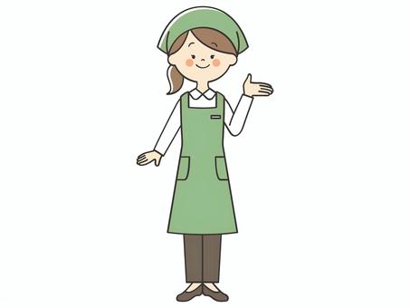 紹介する女性店員 紹介する女性店員 紹介,案内,説明,教える,紹介する,解説,注目,お知らせ,誘導,アドバイスのイラスト素材