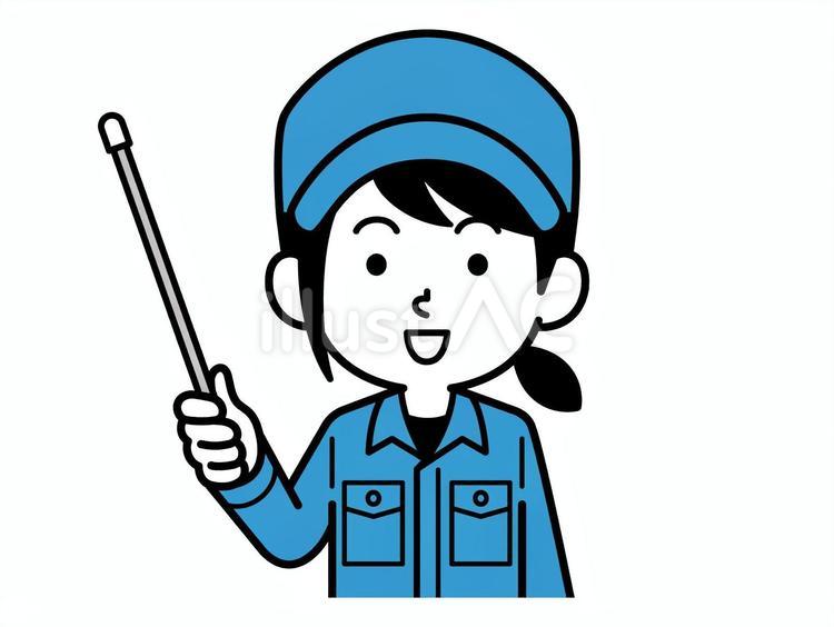 指し棒を持つ作業員の女性 女性,作業員,帽子のイラスト素材