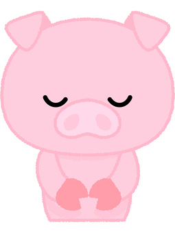 ブタ俯く 豚,俯く,かがむ,礼,お辞儀,謝罪,謝る,動物,家畜,食べ物のイラスト素材