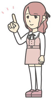  量産型女子-401-全身 数字,地雷系,女性,女の子,ツインテール,量産型,人物,かわいい,1,指差しのイラスト素材