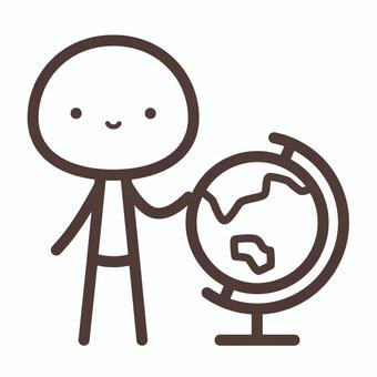 地球儀を回すシンプル人間 地球儀,回す,人間,シンプル,地球,世界,地理,地図,社会,社会科のイラスト素材